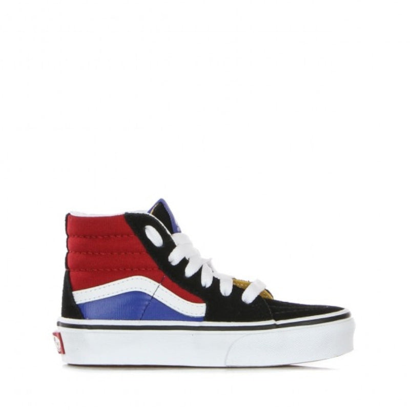 VANS SNEAKERS JN SK8-HI EASY LOGO NERO-ROSSO