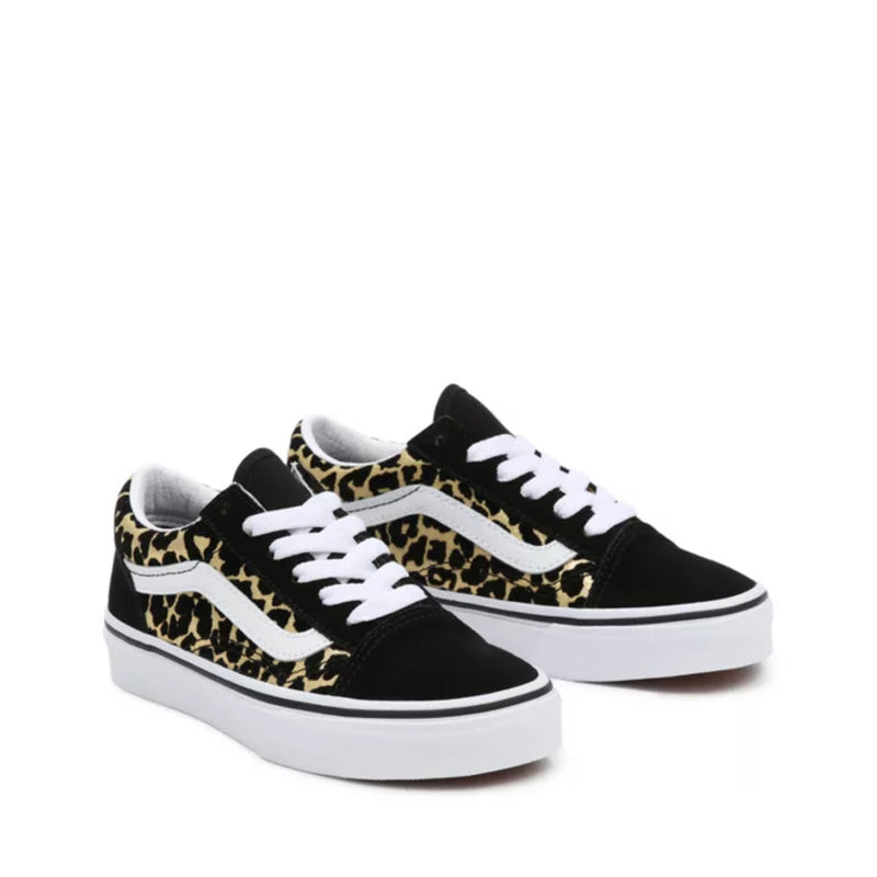 VANS SNEAKERS JN OLD SKOOL FLOCKED LEOPARD NERO-BIANCO